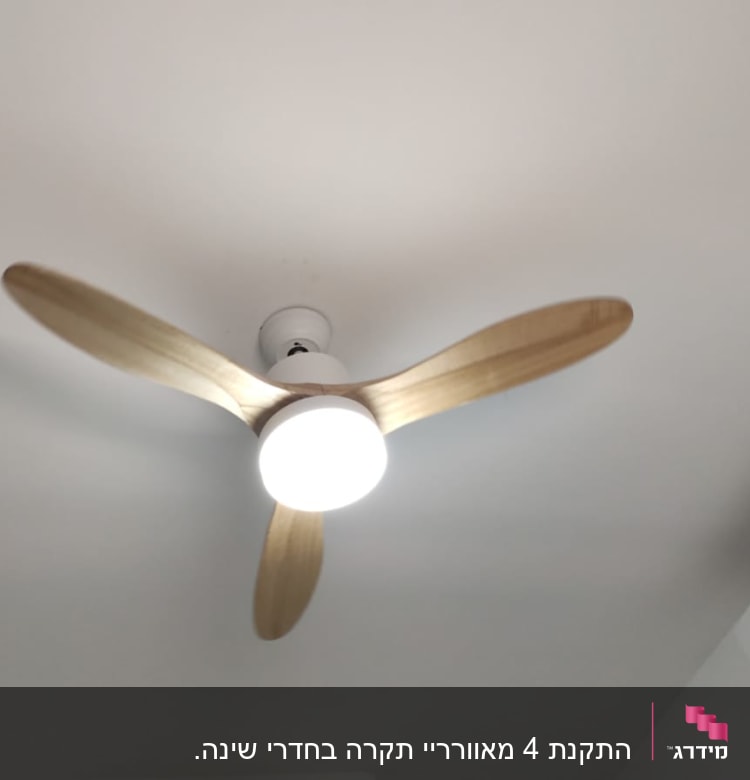 מאוורר תקרה עם תאורה דולקת